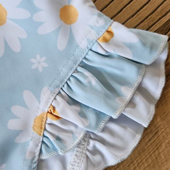 Shein Blue Daisy One Piece Swimsuit and Sunglasses sz 5T - Picture 3 of 5